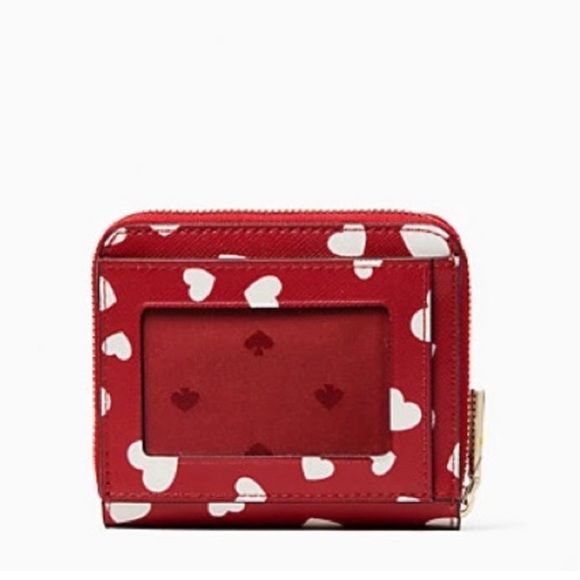Kate Spade Love Heart Pop Printed Boxed Small Zip Wallet Red - Picture 3 of 10